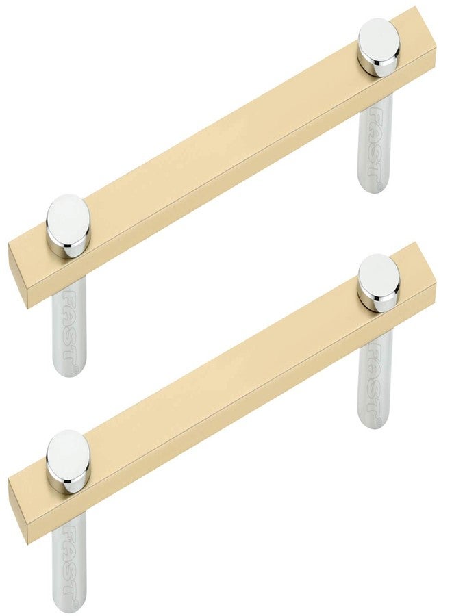FAST CPA02 Guaranteed Chrome Plated & Hard Gold Anodize Cabinet Pull Handle for All Type Door and Drawer 2pcs (128MM Hole to Hole) - Image 1